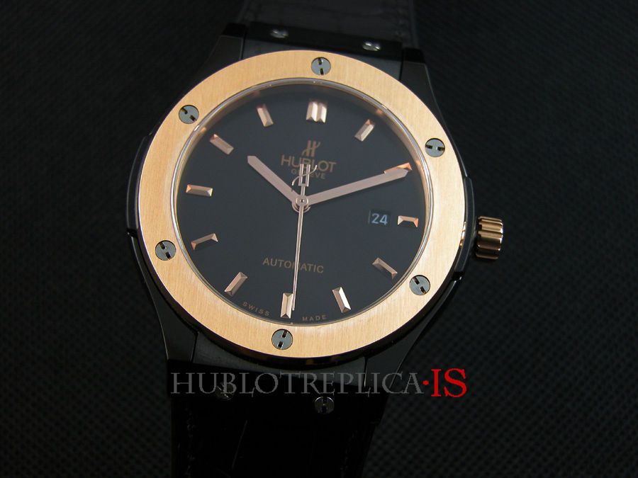Hublot Black Face Rose Gold Bar Color Nail Scale Dial