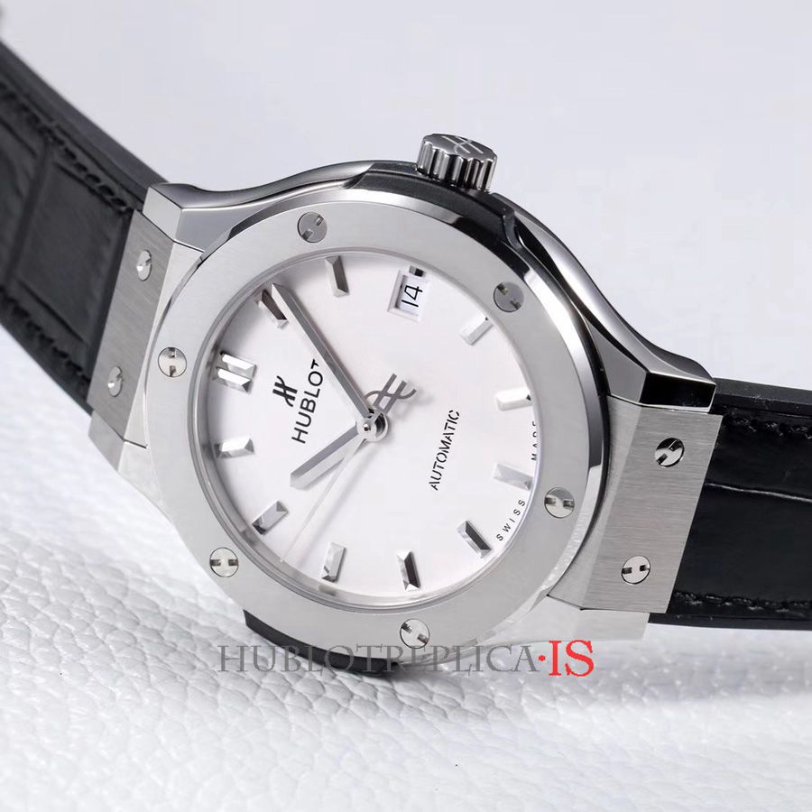 Hublot White Dial Black Leather Strap - Image 3