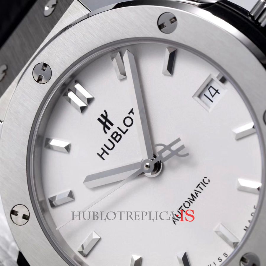 Hublot White Dial Black Leather Strap - Image 4