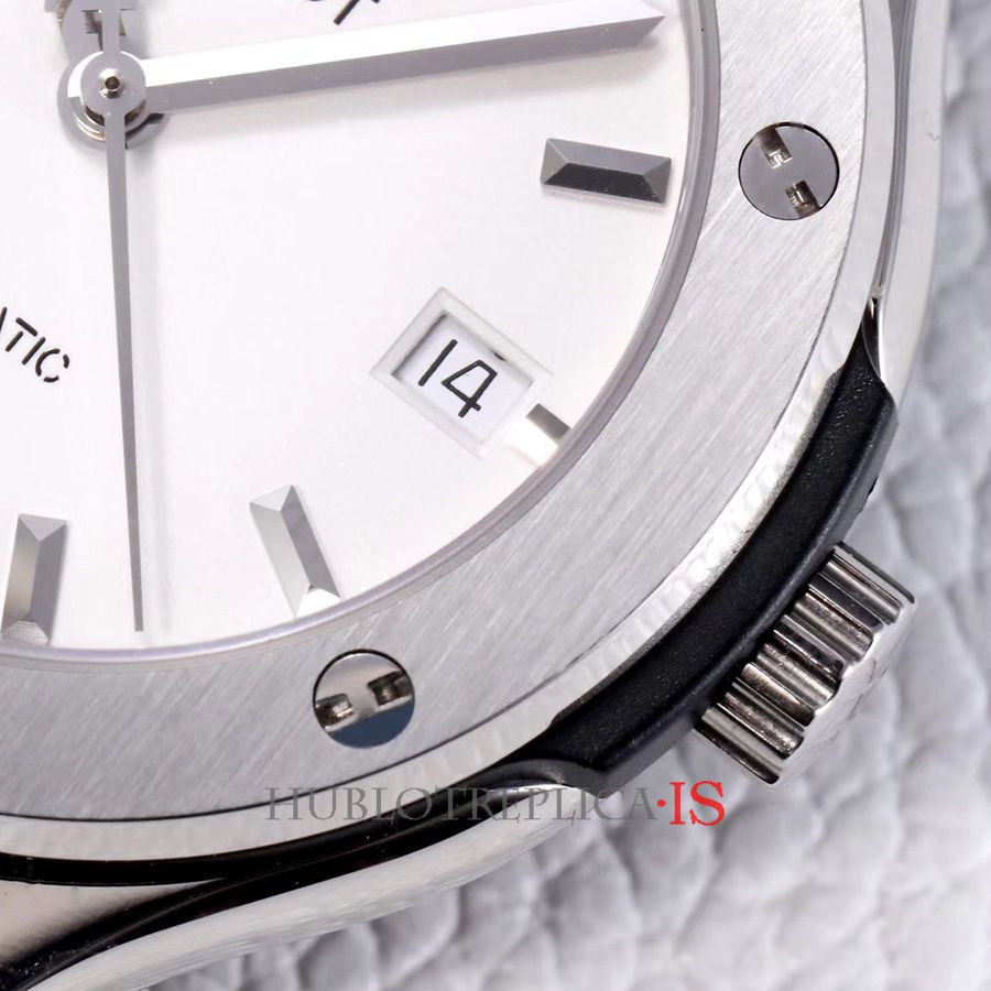 Hublot White Dial Black Leather Strap - Image 5