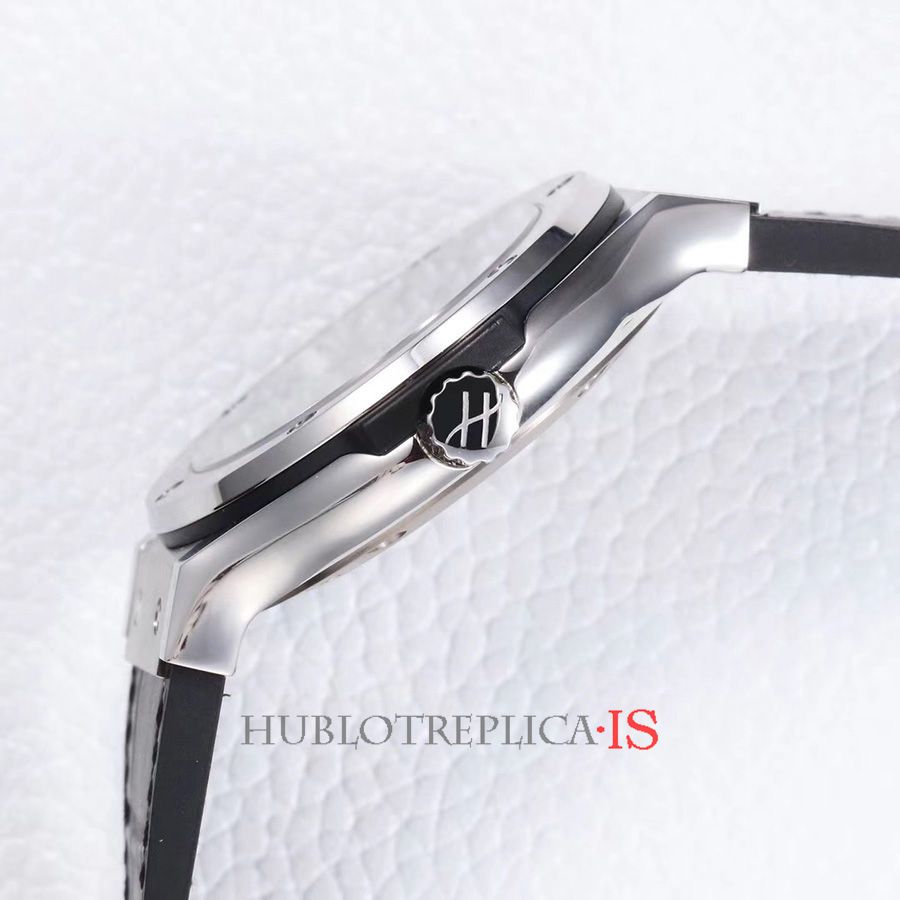 Hublot White Dial Black Leather Strap - Image 6