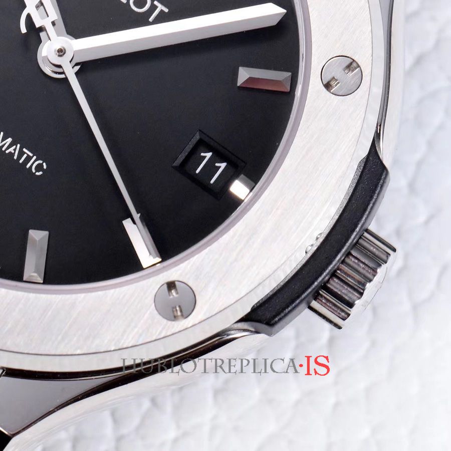 Hublot Black Noodle Nail Scale Dial Black Leather Strap - Image 5