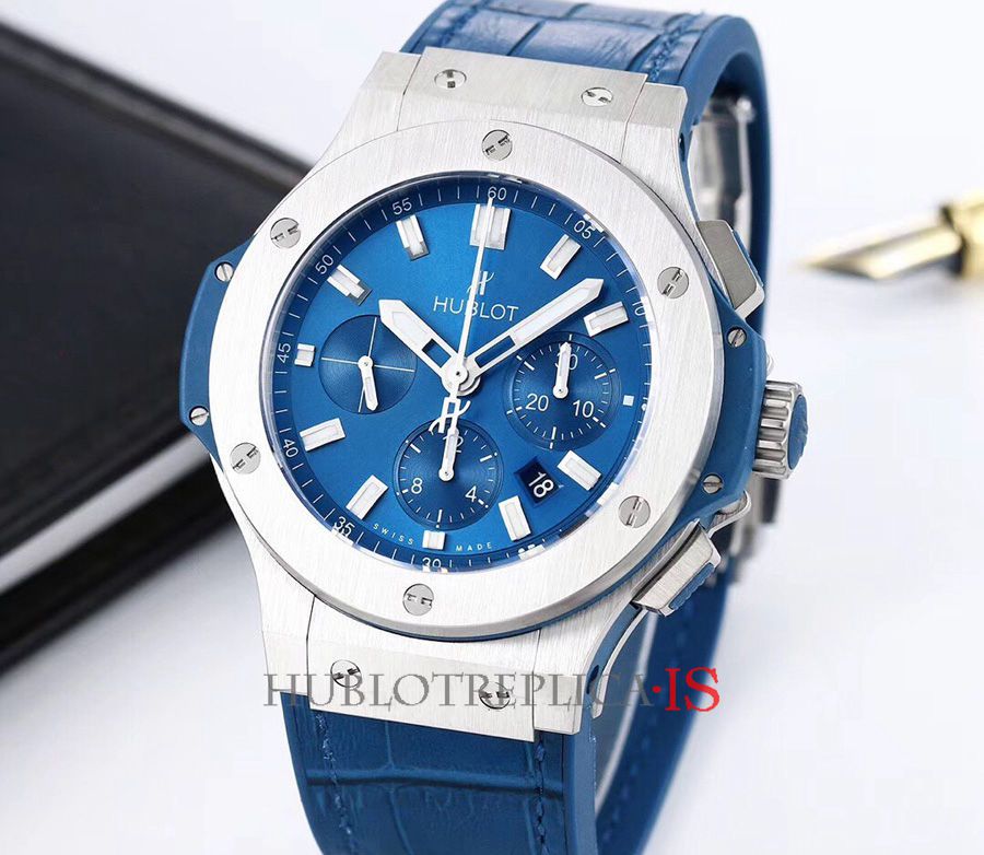 Hublot Big Bang Blue Dial Blue Leather Strap
