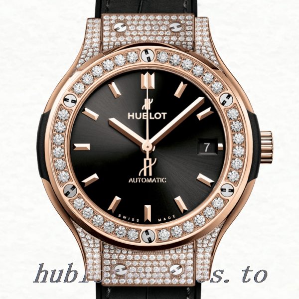 Hublot Classic Fusion 565.OX.1480.LR.1204 Ladies 33mm Black Dial Rose Gold-tone