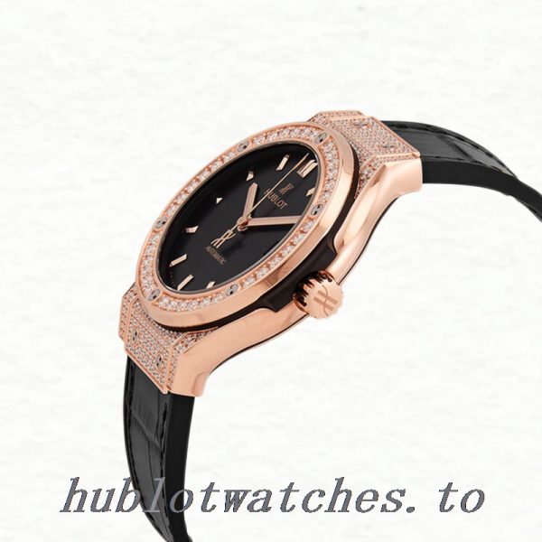 Hublot Classic Fusion 565.OX.1480.LR.1204 Ladies 33mm Black Dial Rose Gold-tone - Image 3