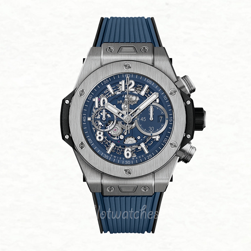Hublot Big Bang 44mm Men 421.NX.5170.RX Rubber Band Blue Dial - Image 2