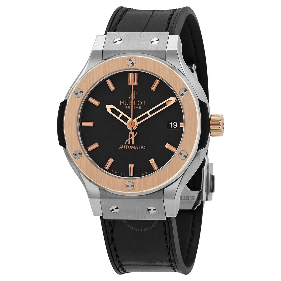Replica Hublot Automatic Black Dial Black Leather Men's Watch 565.NO.1180.LR