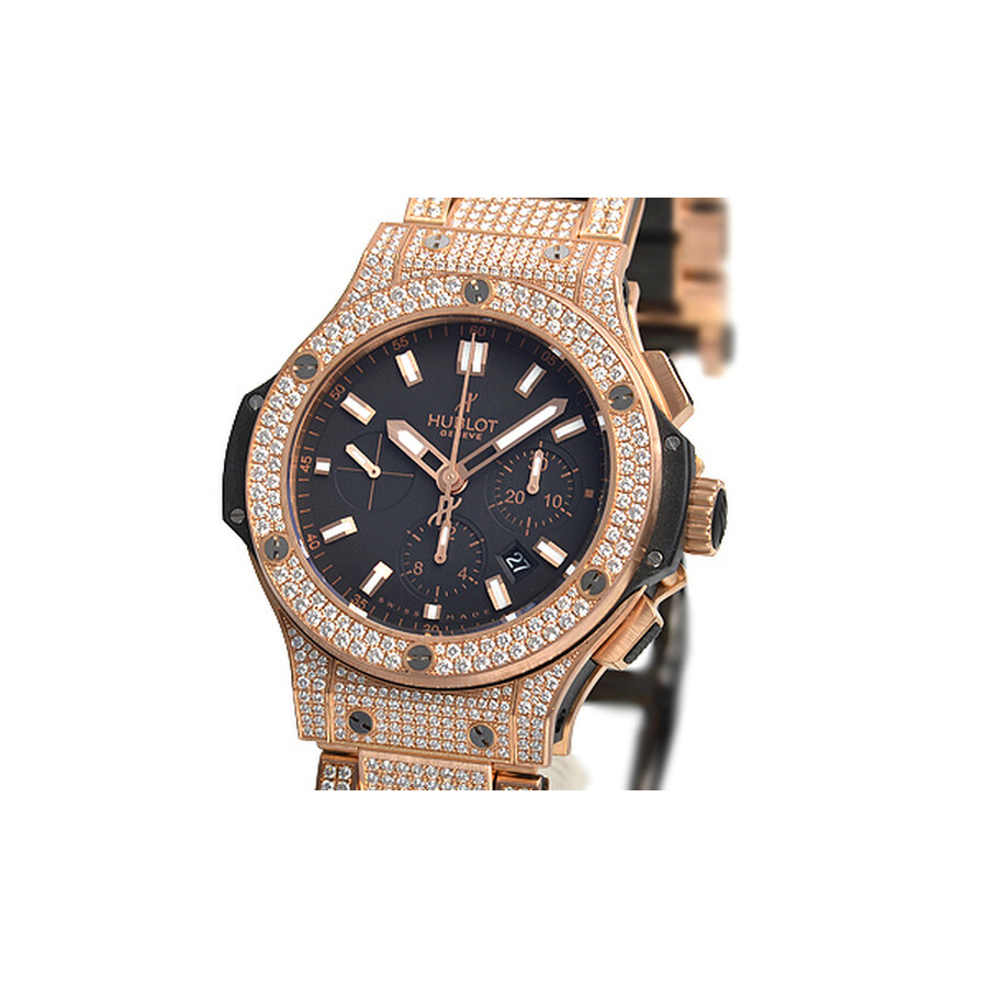 Replica Hublot Big Bang Black Dial 18kt Rose Gold Diamond Men's Watch 301PX1180PX3704