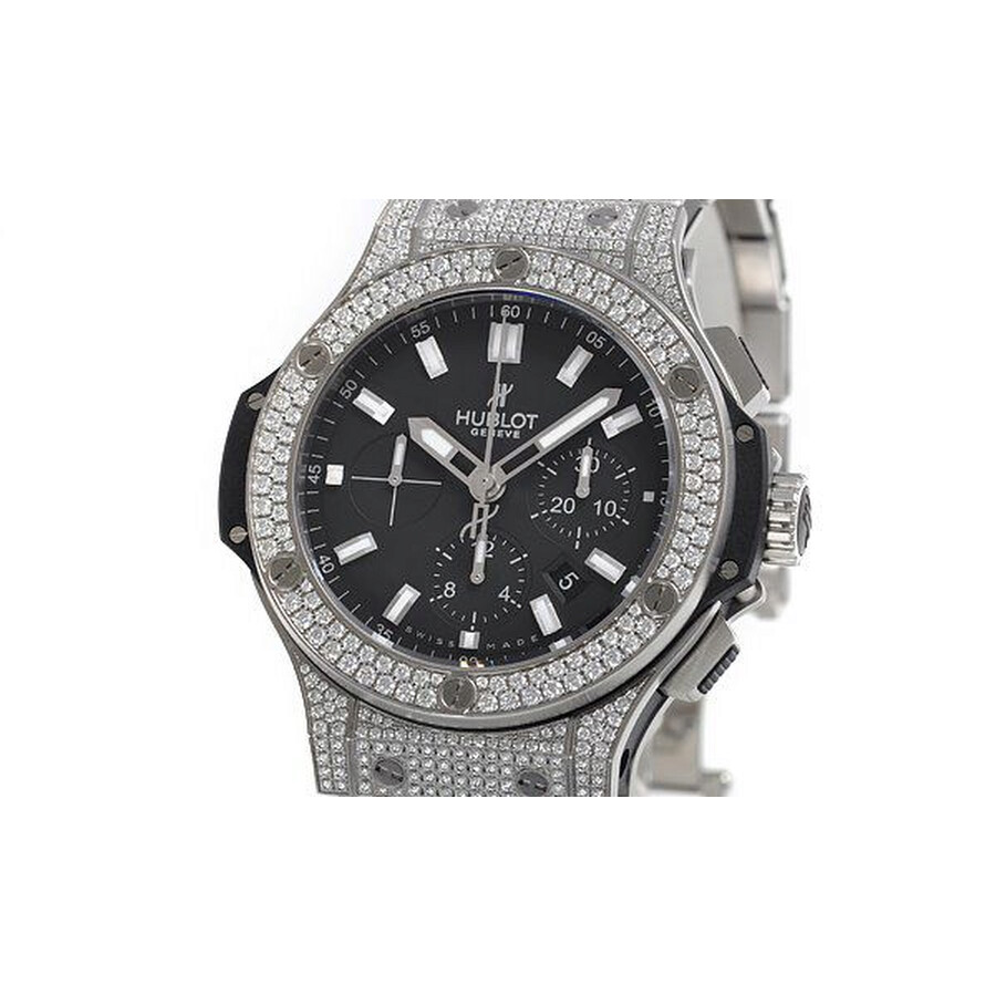 Replica Hublot Big Bang Black Dial Chronograph Stainless Steel Diamond Pave Men's Watch 301SX1170SX2704