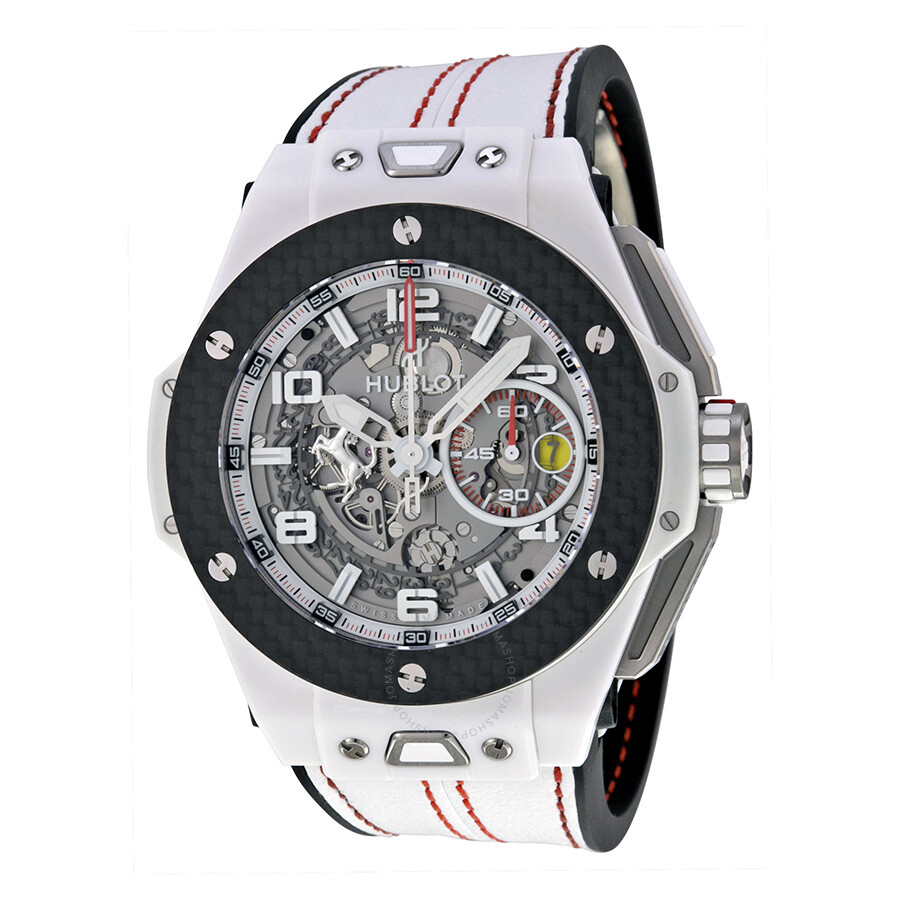 Replica Hublot Big Bang Ferrari Carbon Dial White Ceramic Skeleton Ceramic Men's Sports Watch 401.HQ.0121.VR