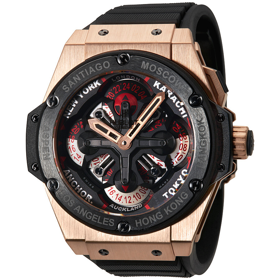 Replica Hublot Big Bang King Power Unico GMT King Gold Black Rubber Men's Watch 771.OM.1170.RX