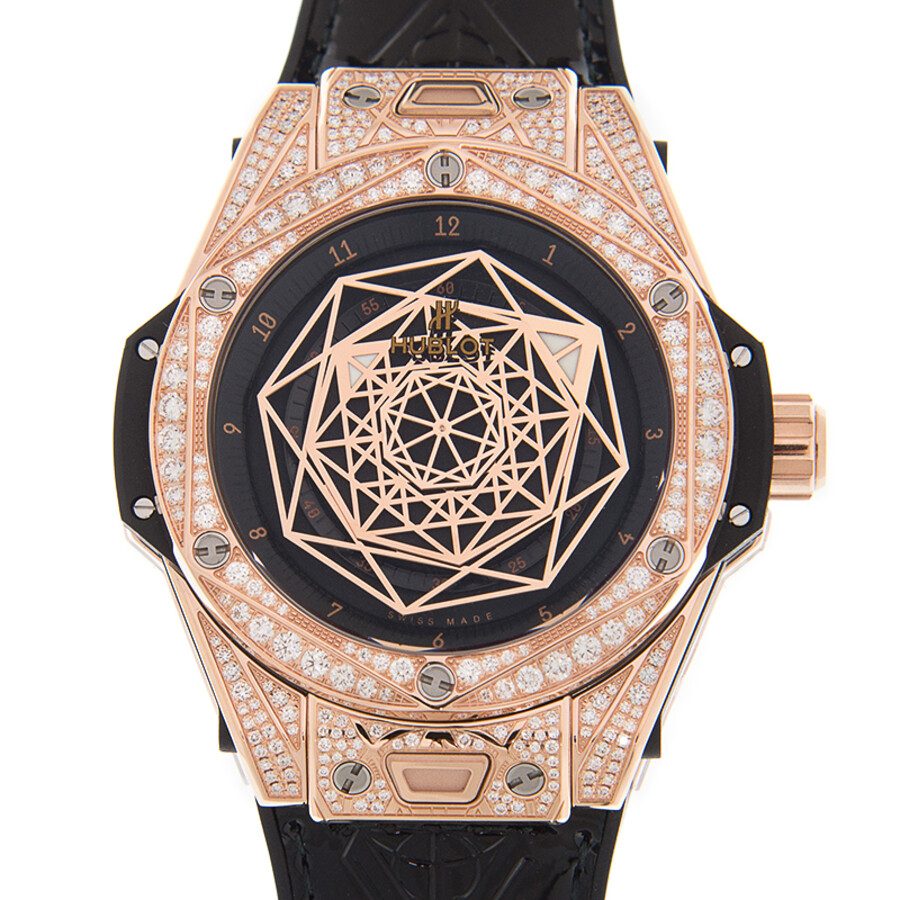 Replica Hublot Big Bang Sang Bleu Automatic Diamond Black Dial Ladies Watch 465.OS.1118.VR.1704.MXM18