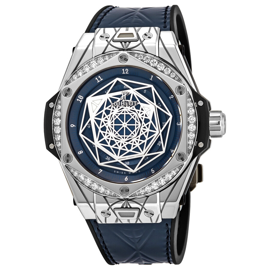 Replica Hublot Big Bang Sang Bleu Diamond Blue Dial Ladies Watch 465.SS.7179.VR.1204.MXM19