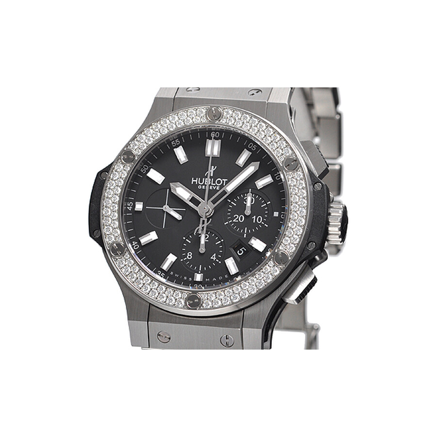Replica Hublot Big Bang Steel Black Dial Chronograph Diamond Bezel Men's Watch 301SX1170SX1104
