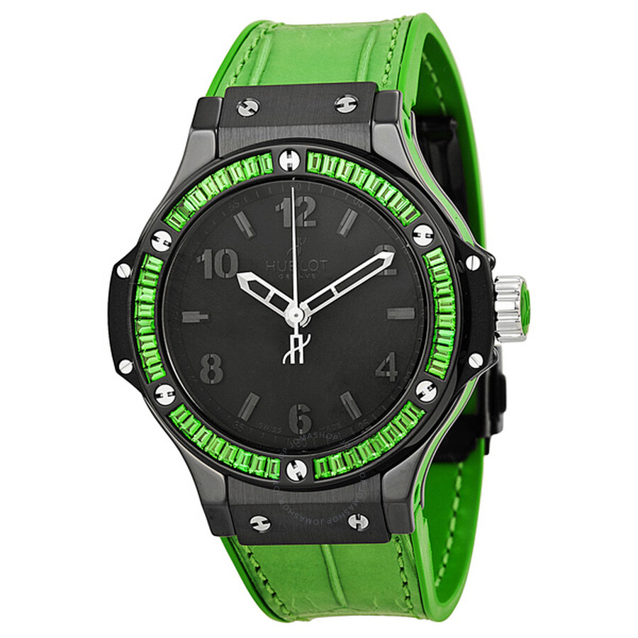 Replica Hublot Big Bang Tutti Frutti Black Dial Green Strap Ladies Watch 361CG1110LR1922