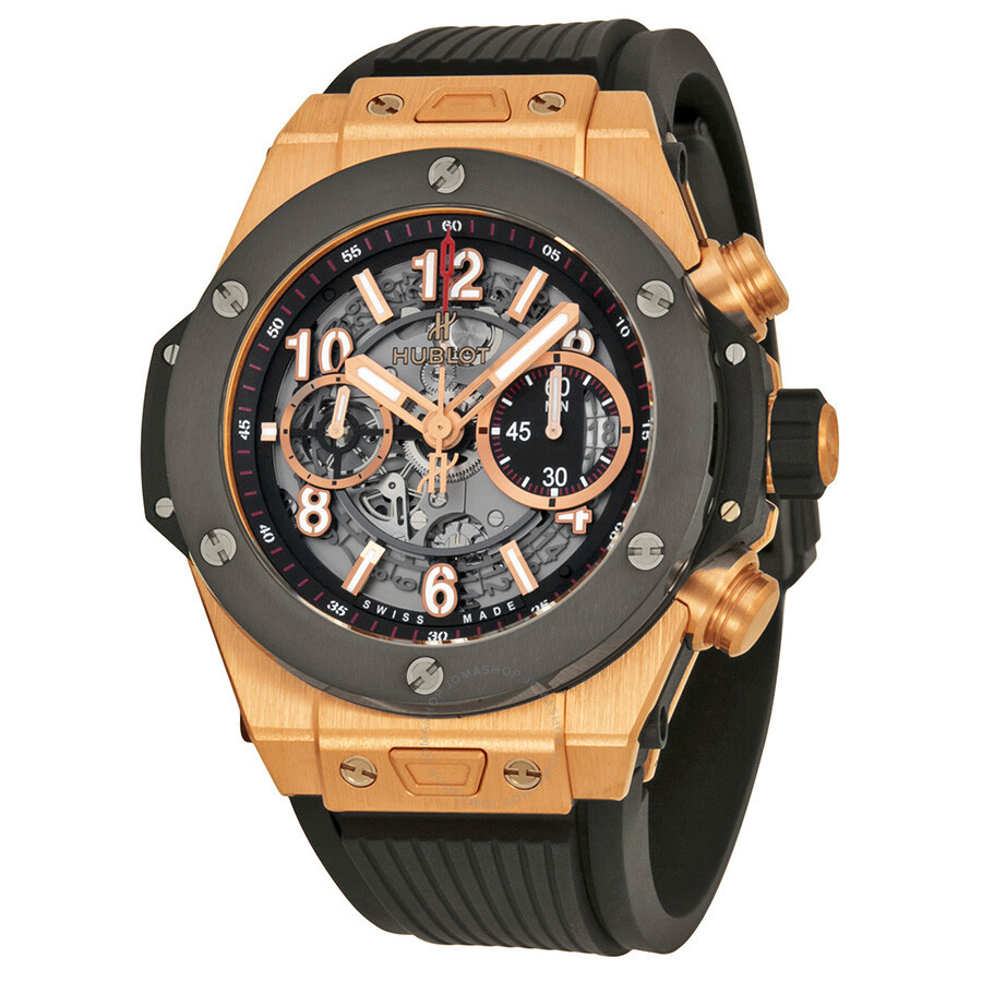 Replica Hublot Big Bang Unico King Gold Ceramic Skeletal Dial Men's Watch 411.OM.1180.RX