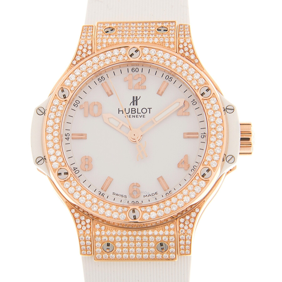 Replica Hublot Big Bang White Dial Diamonds Rubber Unisex Watch 361.PE.2010.RW.1704