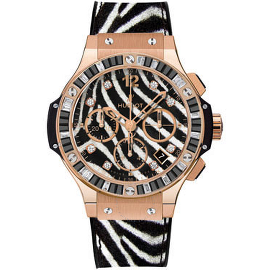 Replica Hublot Big Bang Zebra Diamond Dial 18kt Rose Gold Chronograph Ladies Watch 341PX7518VR1975