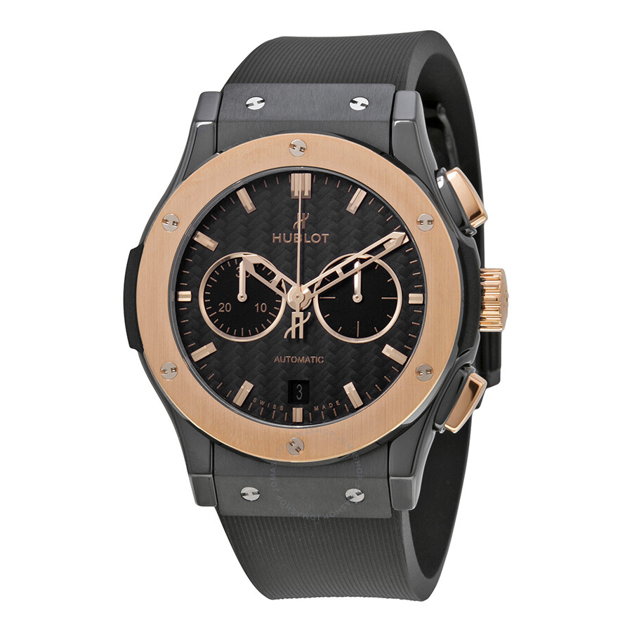 Replica Hublot Classic Fusion Automatic Black Carbon Fiber Dial Black Rubber Men's Watch 541.CO.1780.RX