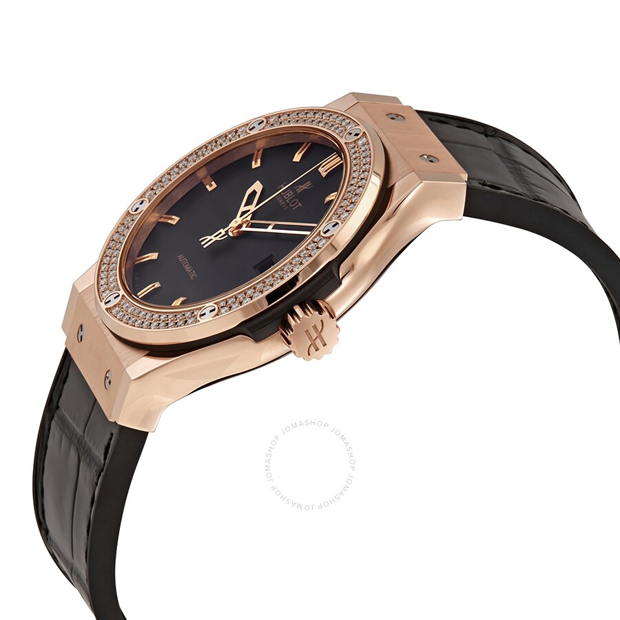Replica Hublot Classic Fusion Automatic Black Dial Men's 18kt Rose Gold Diamond Watch 542.OX.1180.LR.1104 - Image 2