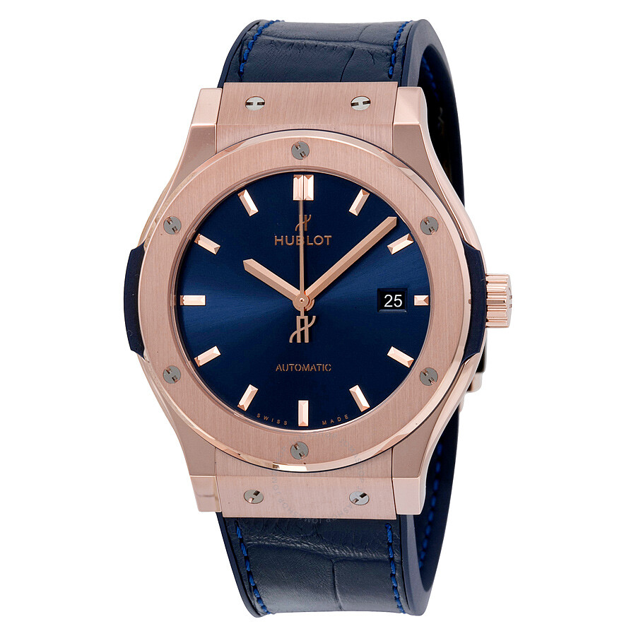 Replica Hublot Classic Fusion Automatic Blue Sunray Dial 18kt Rose Gold Men's Watch 542.OX.7180.LR