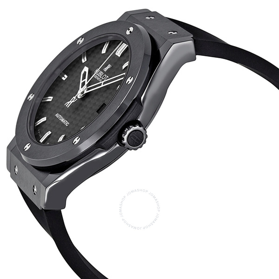 Replica Hublot Classic Fusion Black Carbon Fiber Dial Automatic Black Rubber Men's Watch 511.CM.1770.RX - Image 2