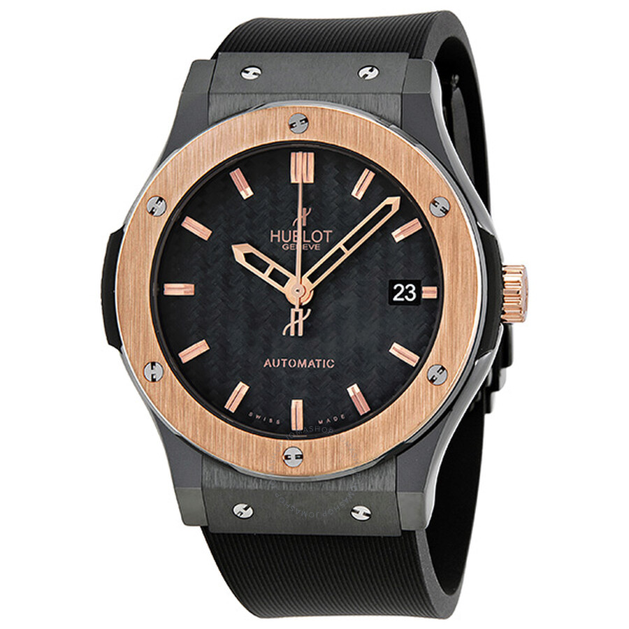 Replica Hublot Classic Fusion Black Carbon Fiber Dial Black Rubber Men's Watch 511.CP.1780.RX