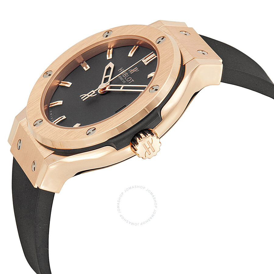 Replica Hublot Classic Fusion Black Dial 18k Rose Gold Black Rubber Strap Men's Watch 561.PX.1180.RX - Image 2