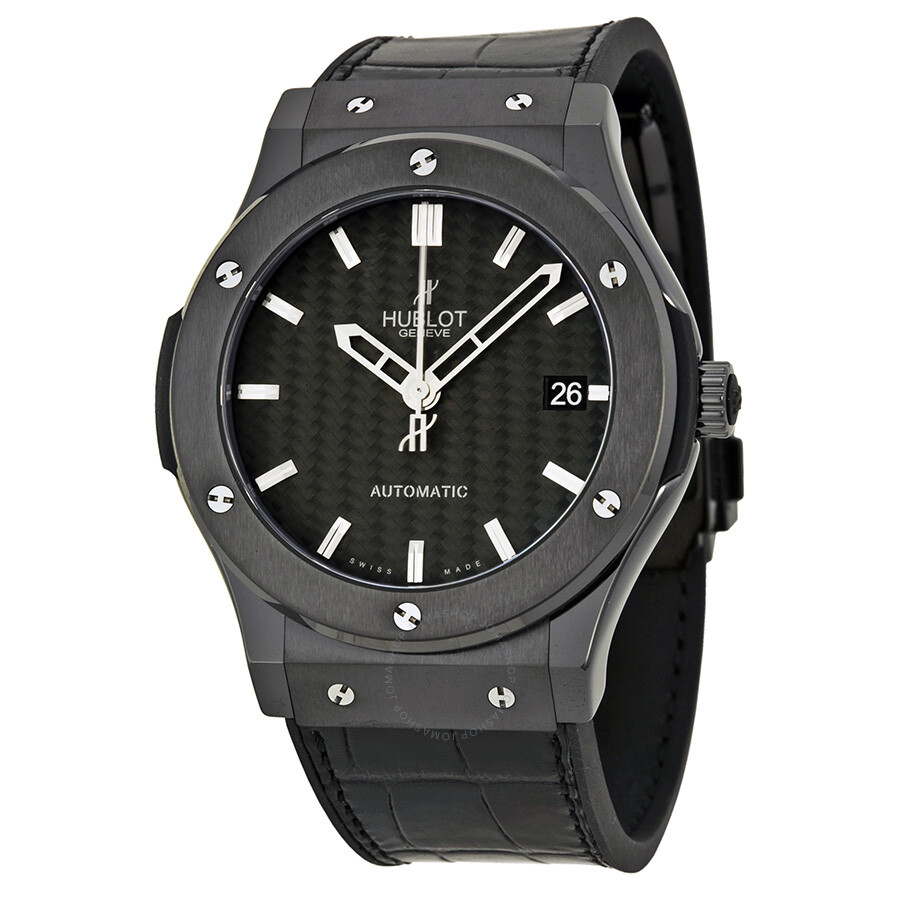 Replica Hublot Classic Fusion Black Dial Alligator Leather Men's Watch 511.CM.1770.LR