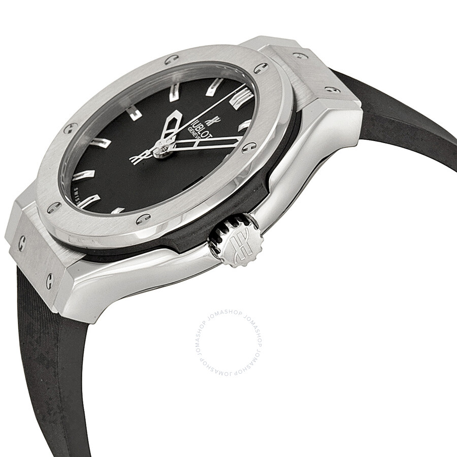 Replica Hublot Classic Fusion Titanium Black Dial Black Rubber Ladies Watch 581.NX.1170.RX - Image 2