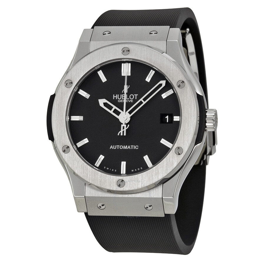 Replica Hublot Classic Fusion Black Dial Black Rubber Men's Watch 511.NX.1170.RX
