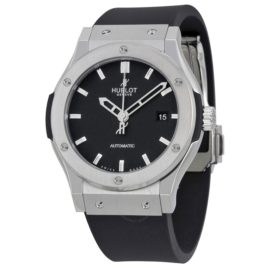 Replica Hublot Classic Fusion Black Dial Black Rubber Men's Watch 542.NX.1170.RX