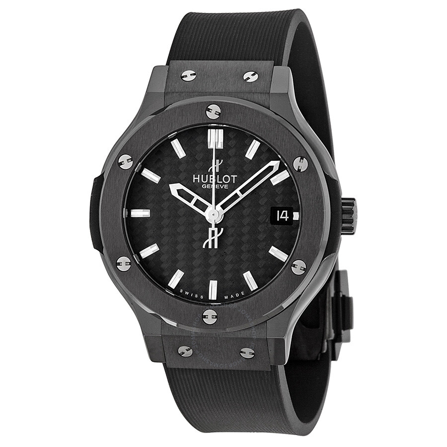 Replica Hublot Classic Fusion Black Dial Black Rubber Strap Men's Watch 561.CM.1770.RX