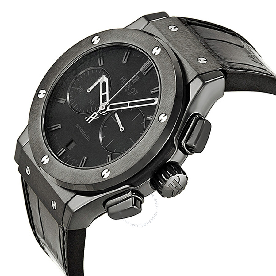 Replica Hublot Classic Fusion Matte Black Automatic Chronograph Black Alligator Men's Watch 521.CM.1110.LR - Image 2