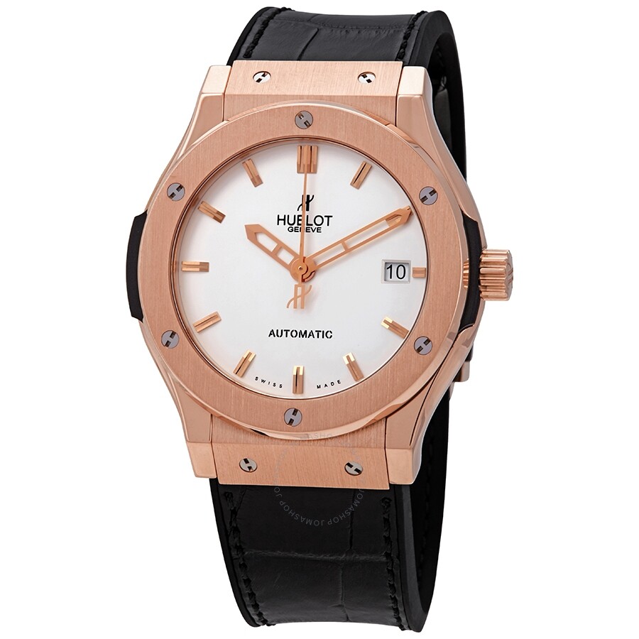 Replica Hublot Classic Fusion Opalin Dial 18K Rose Gold Black Alligator Rubber Men's Watch 511.PX.2610.LR