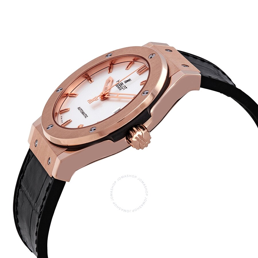Replica Hublot Classic Fusion Opalin Dial 18K Rose Gold Black Alligator Rubber Men's Watch 511.PX.2610.LR - Image 2