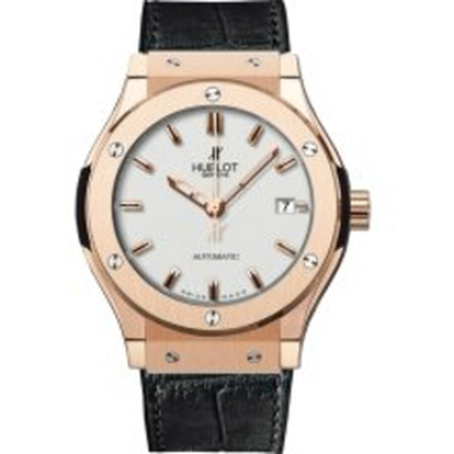 Replica Hublot Classic Fusion Opalin Dial Automatic Black Alligator Rubber Watch 565.PX.2610.LR