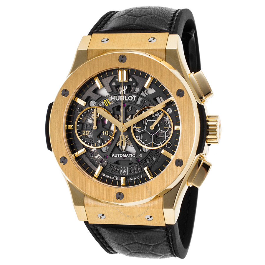 Replica Hublot Classic Fusion Pele Skeleton Dial Black Leather Band Automatic Men's Watch 525.VX.0179.VR.PEL14