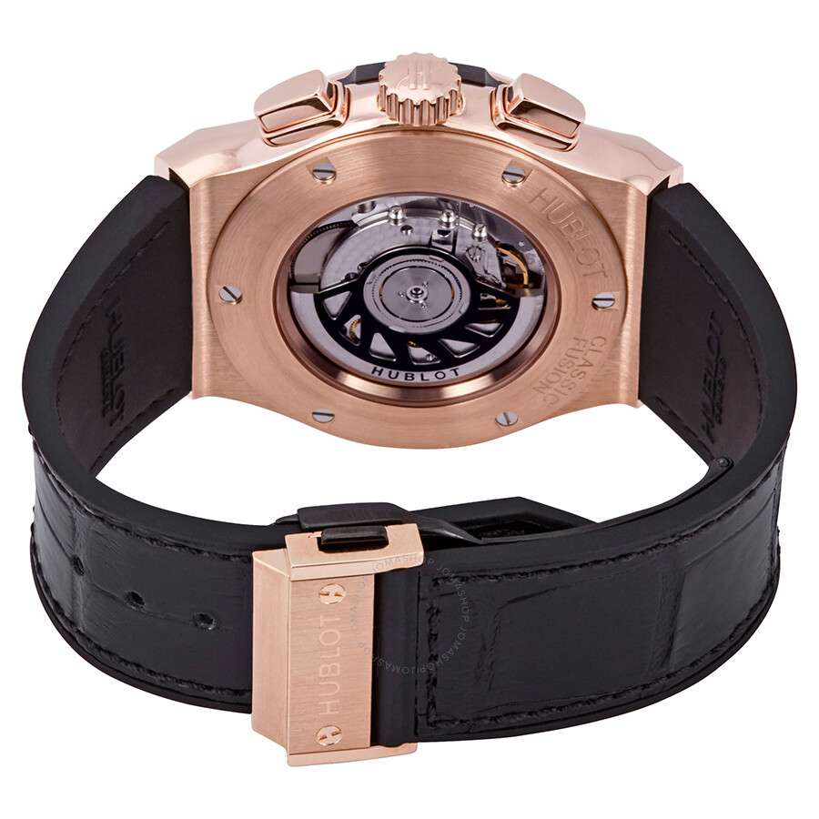 Replica Hublot Classic Fusion Silver Dial Chronograph 18kt Rose Gold Black Leather Men's Watch 521.OX.2610.LR - Image 3