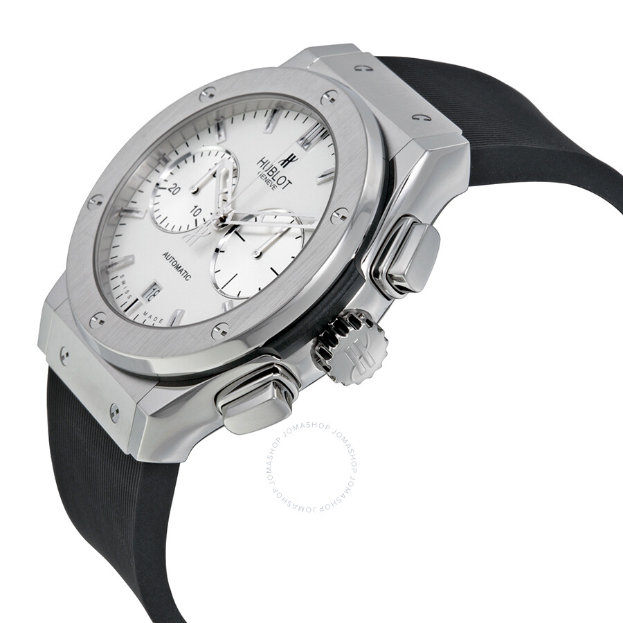 Replica Hublot Classic Fusion Silver Dial Chronograph Black Rubber Men's Watch 521.NX.2610.RX - Image 2