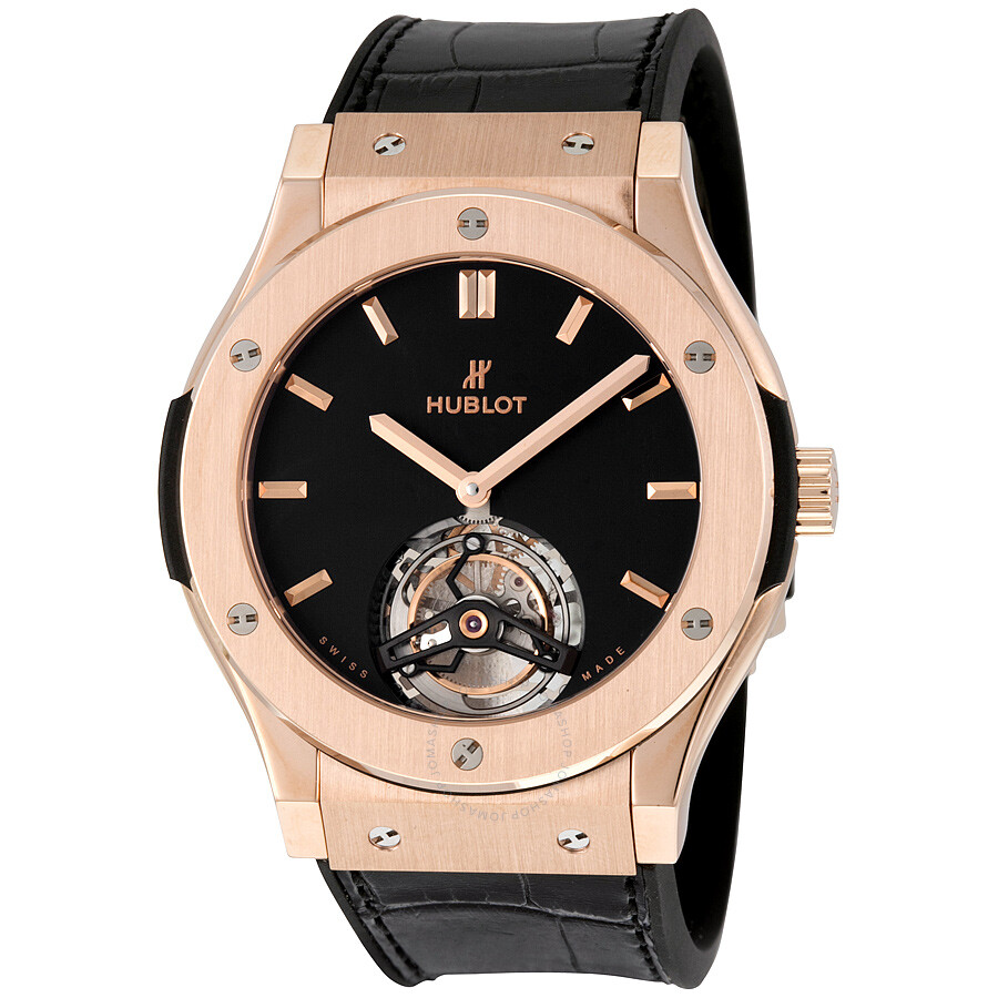 Replica Hublot Classic Fusion Tourbillon 45mm Dial Black Men's Luxury Watch 505.OX.1180.LR