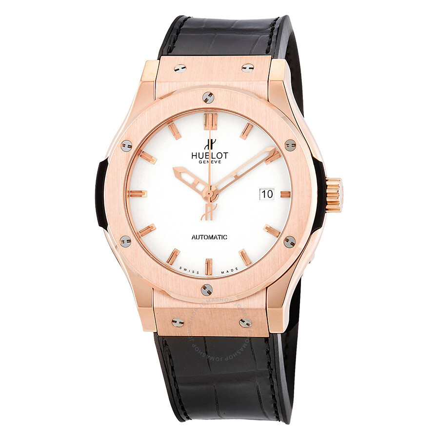 Replica Hublot Classic Fusion White Dial Black Leather Automatic Men's Watch 542OX2610LR