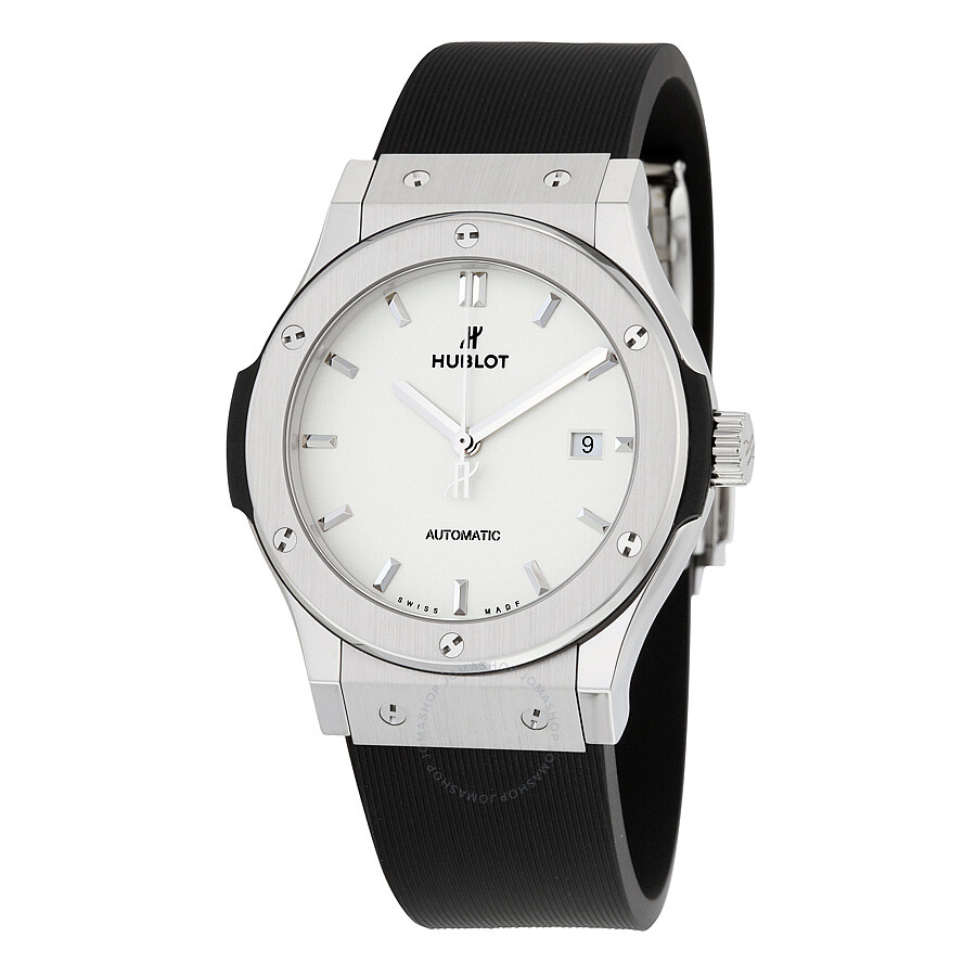 Replica Hublot Classic Fusion Automatic White Dial Black Rubber Men's Watch 542NX2611RX