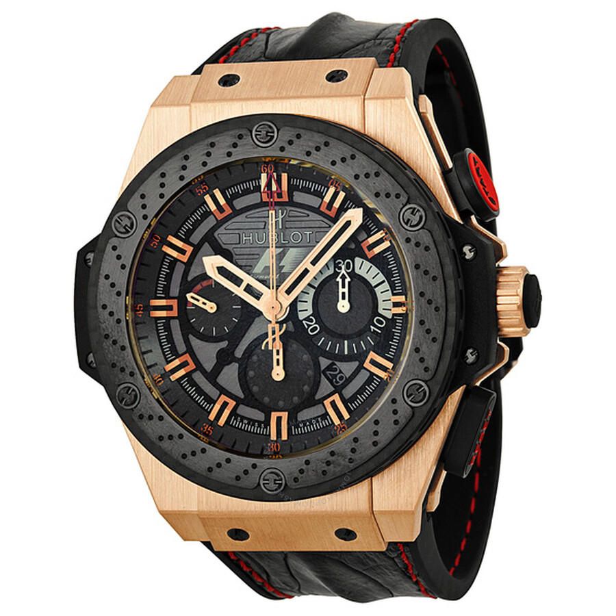 Replica Hublot King Power Automatic Black Dial 18kt Rose Gold Men's Watch 703.OM.6912.HR.FMC12