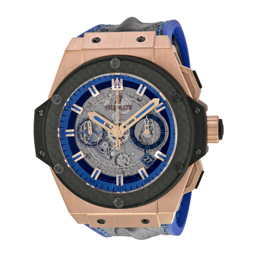 Replica Hublot King Power Unico Gold Skeleton Sapphire Dial Automatic Men's Watch 701OQ0119HR