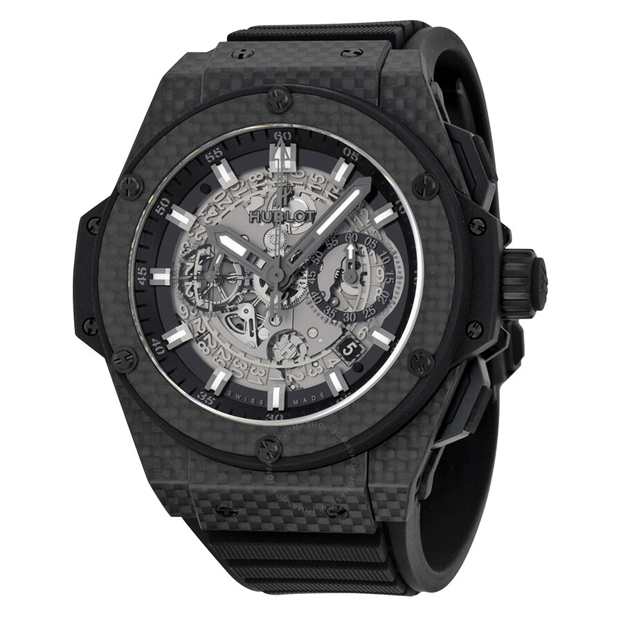 Replica Hublot King Power Unico Skeleton Dial Automatic Carbon Fiber Rubber Men's Watch 701QX0140RX