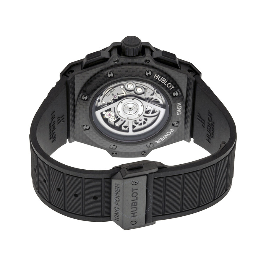 Replica Hublot King Power Unico Skeleton Dial Automatic Carbon Fiber Rubber Men's Watch 701QX0140RX - Image 3