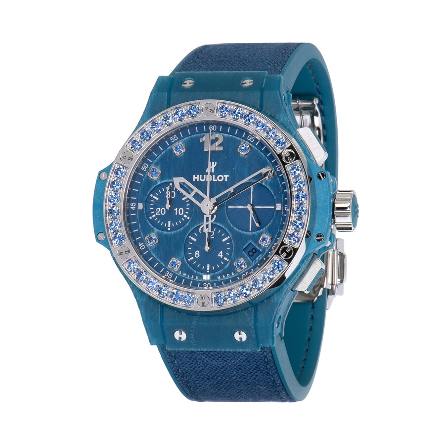 Replica Hublot Tutti Frutti Linen Chronograph Automatic Diamond Blue Dial Ladies Watch 341.XL.2770.NR.1201