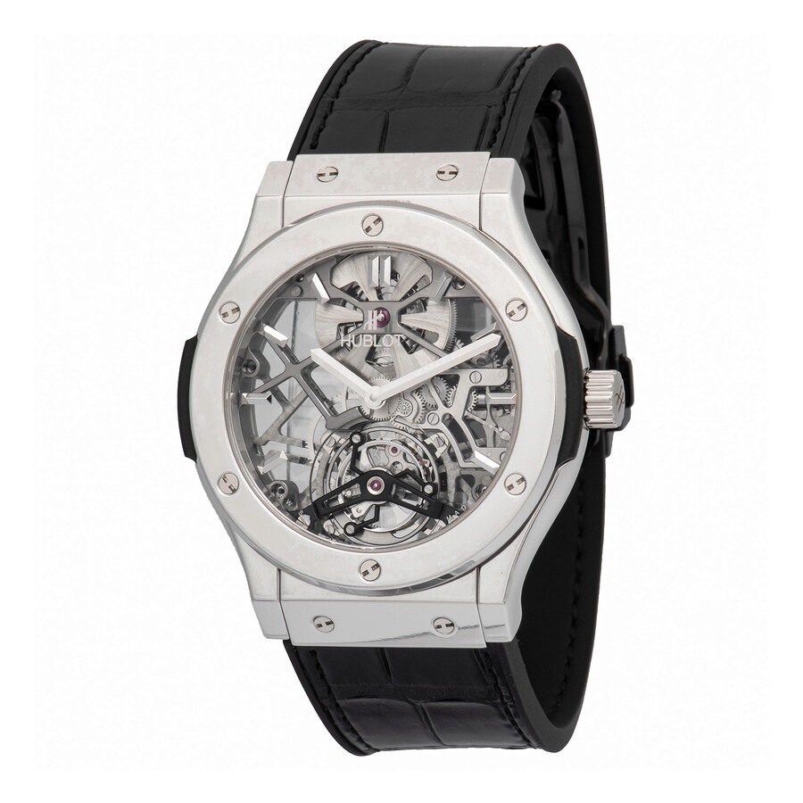 Replica Hublot Ultra-Thin Skeleton Tourbillon Dial Skeleton Automatic Men's Luxury Watch 505.TX.0170.LR