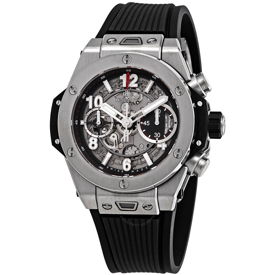Replica Pre-owned Hublot Big Bang Unico Chronograph Mat Black Skeleton Dial Men's Watch 441.NX.1170.RX
